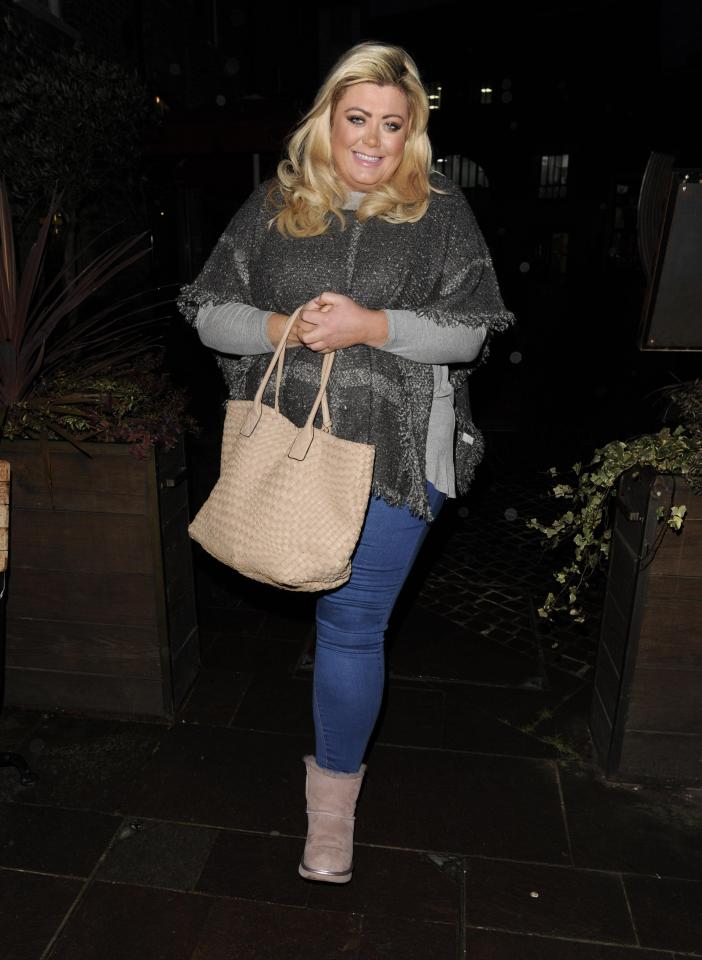  Gemma carried a cream handbag and wore UGG boots