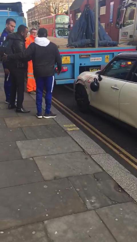  The front-left side of N'Golo Kante's car took the damage