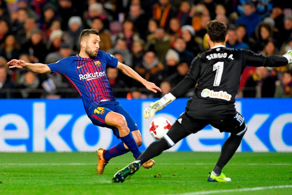  Jordi Alba slotted in Barca's fourth before half-time