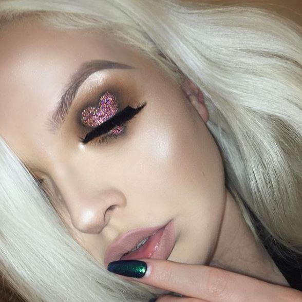  The latest beauty trend is to wear your heart on your eyes, in creative glittery designs