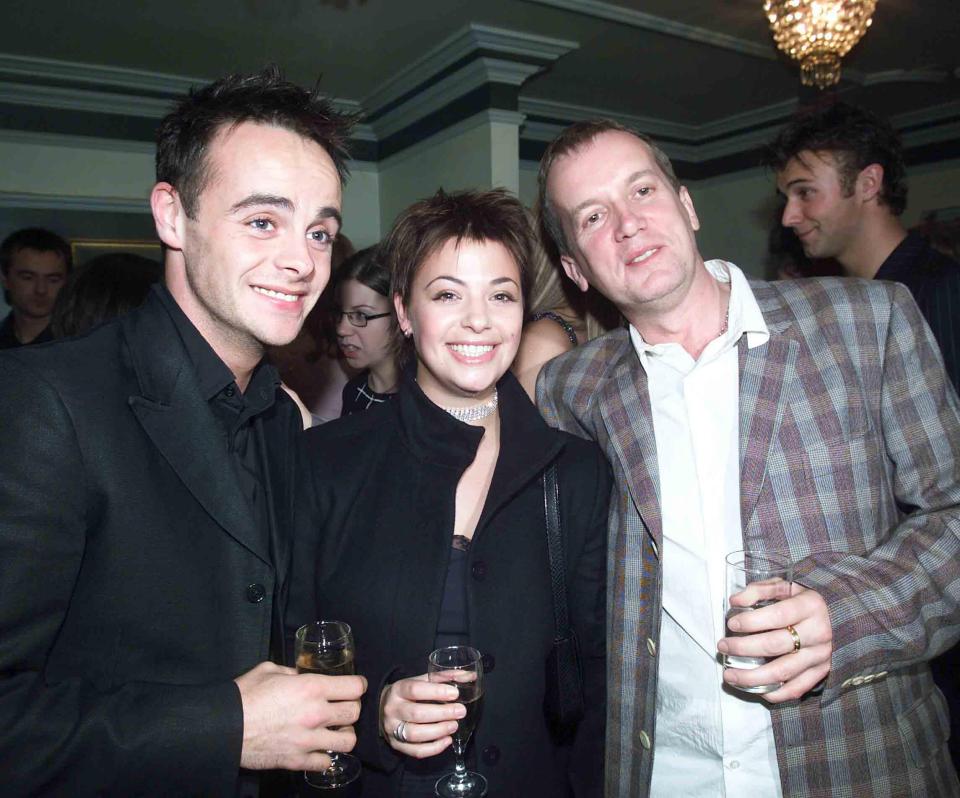 Ant and Lisa at the Wyndhams Theatre, London with comedian Frank Skinner in 2001