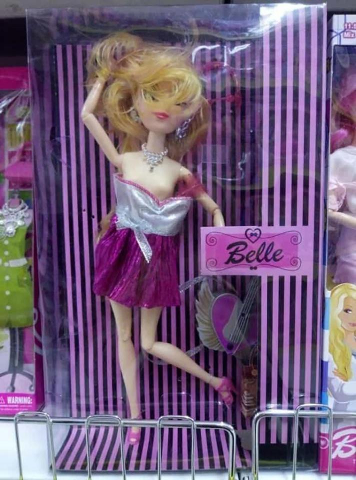  This Belle toy appears to be having a wardrobe malfunction