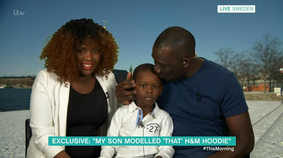  Liam, the boy at the centre of the H&M racism row, with his parents Terry and Frank