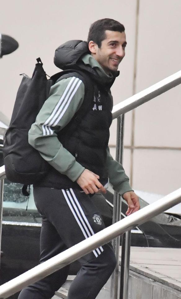  Henrikh Mkhitaryan was in a buoyant mood as he arrived to the Lowry Hotel