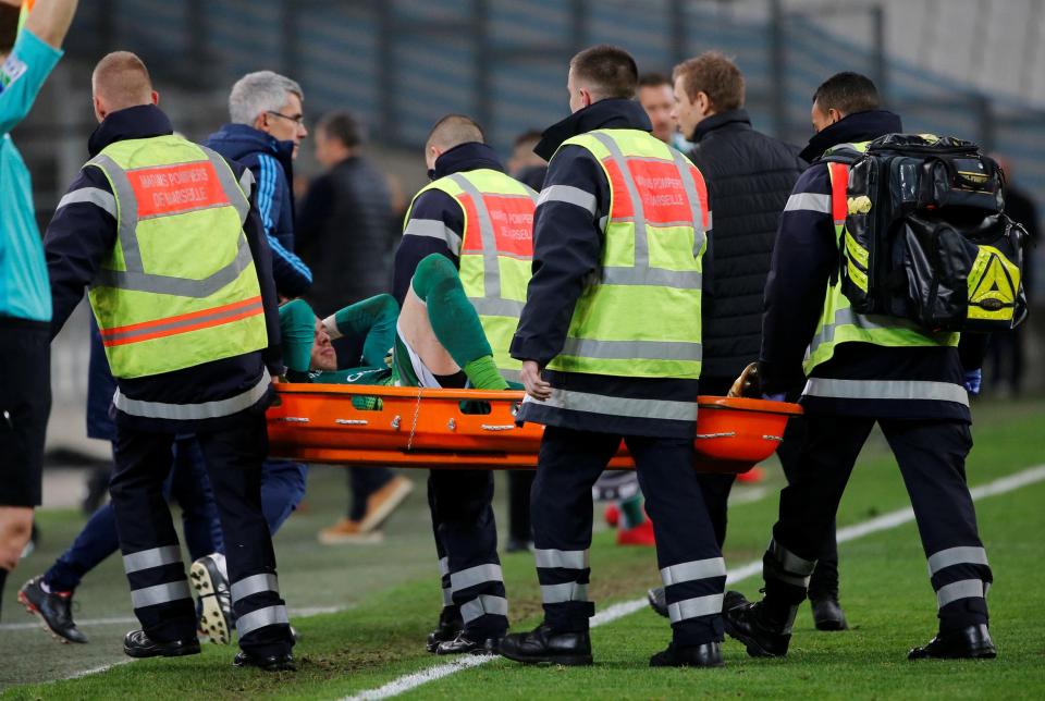  Alexandre Oukidja was taken off on a stretcher after being skinned