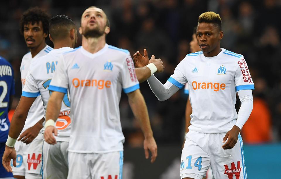  Clinton Njie celebrates after opening the scoring for Marseille