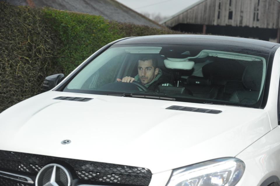  Henrikh Mkhitaryan drives out of Carrington on Wednesday afternoon