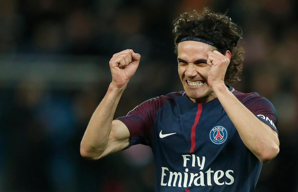  Uruguay ace Edinson Cavani celebrates his 156th PSG goal