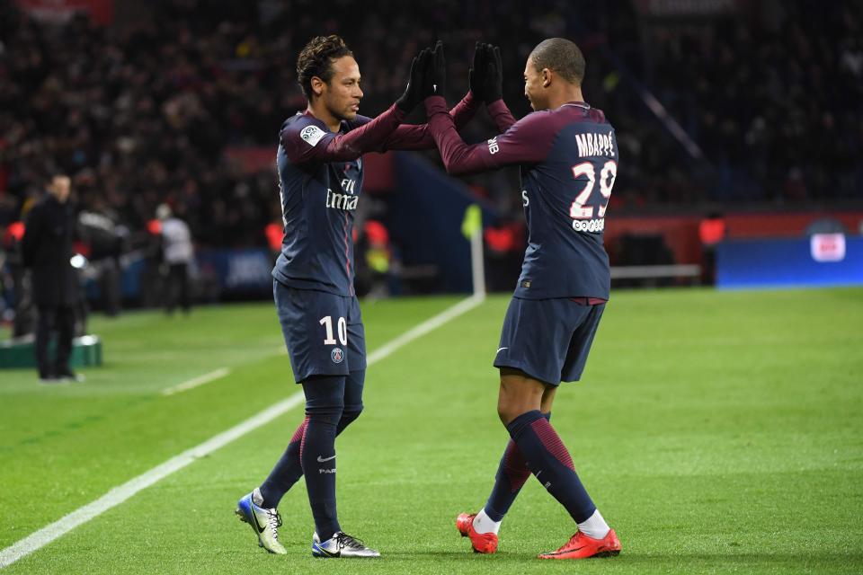  Neymar and Mbappe form a menacing forward line for PSG