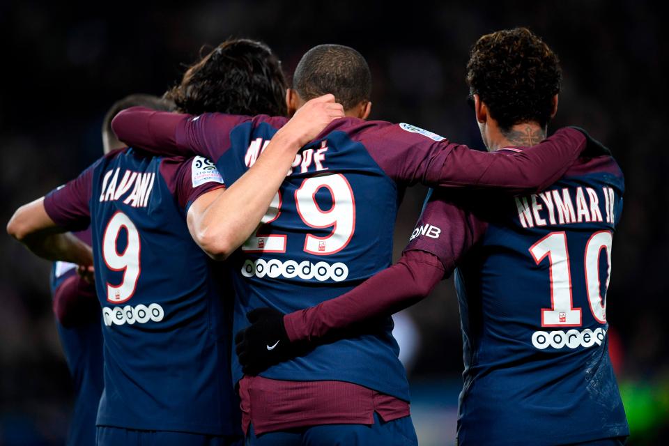  Edinson Cavani, Kylian Mbappe and Neymar combined for six goals