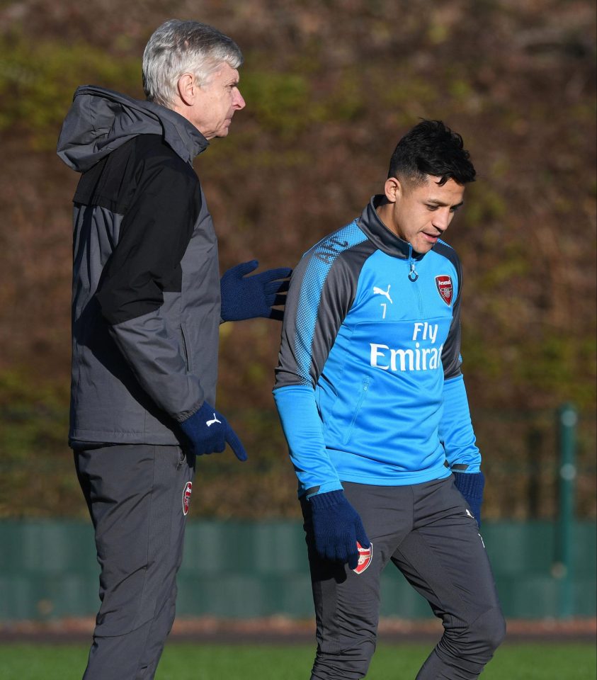  Arsene Wenger with Alexis Sanchez, who is close to joining Manchester United