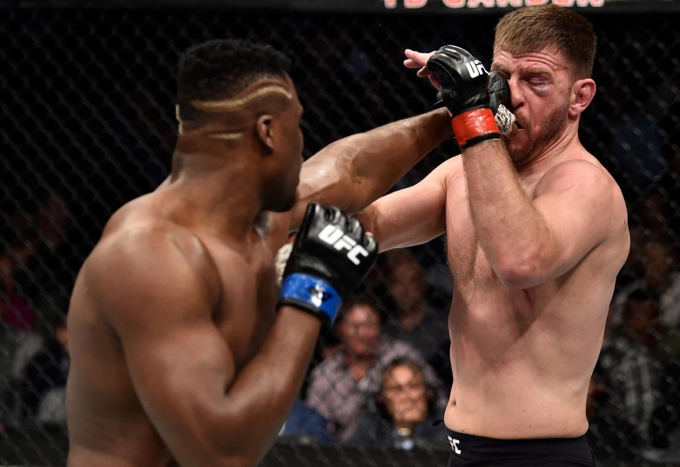  The left eye of Stipe Miocic was battered and bruised but he battled through the rounds