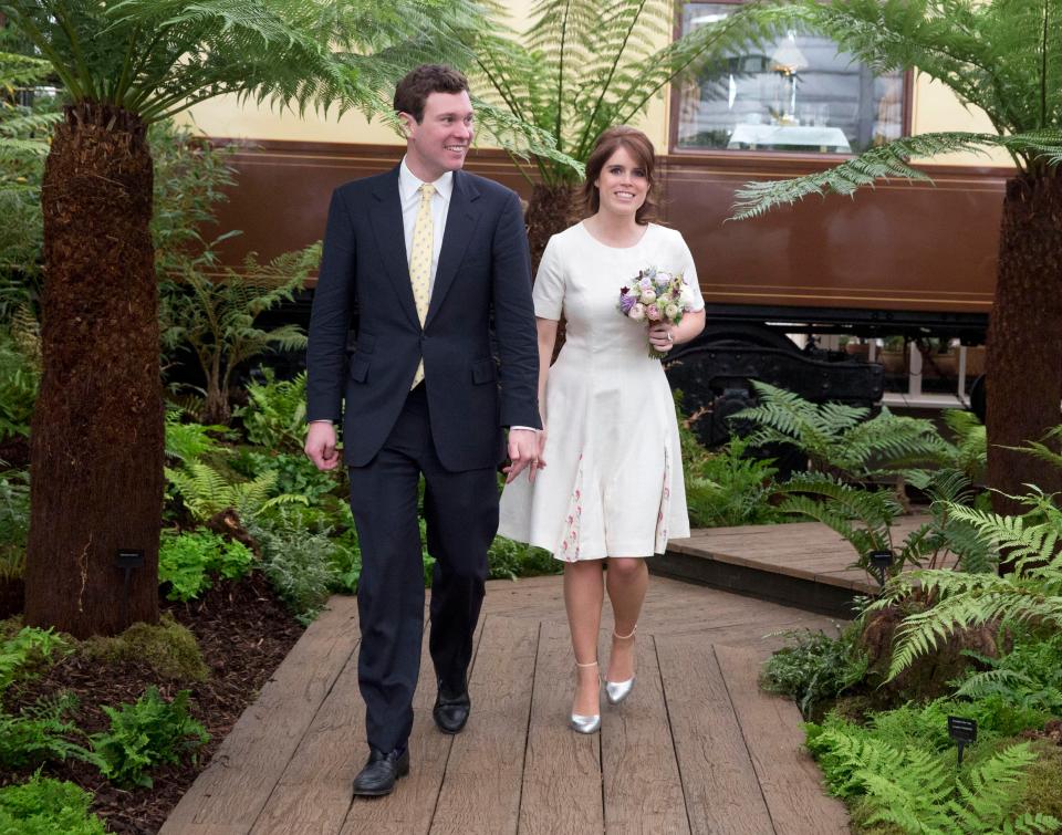  Jack and Eugenie, pictured at Chelsea Flower Show 2016, are due to marry on Friday