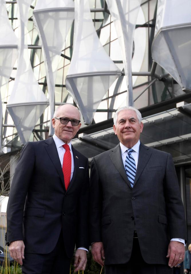  Woody Johnson and Rex Tillerson visit the new US embassy