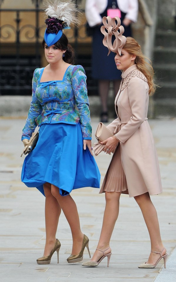 Princesses Eugenie and Beatrice at the wedding of Kate Middleton and Prince William in 2011