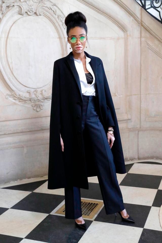  Model Winnie Harlow wore a stylish monochrome outfit