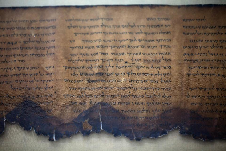  A real section of the Dead Sea Scrolls, which form one of the oldest known versions of the Hebrew Bible