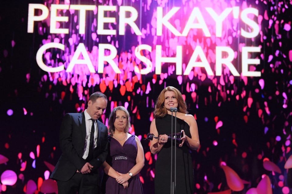 Sian Gibson picked up the award for Peter Kay’s Car Share at the National Television Awards tonight