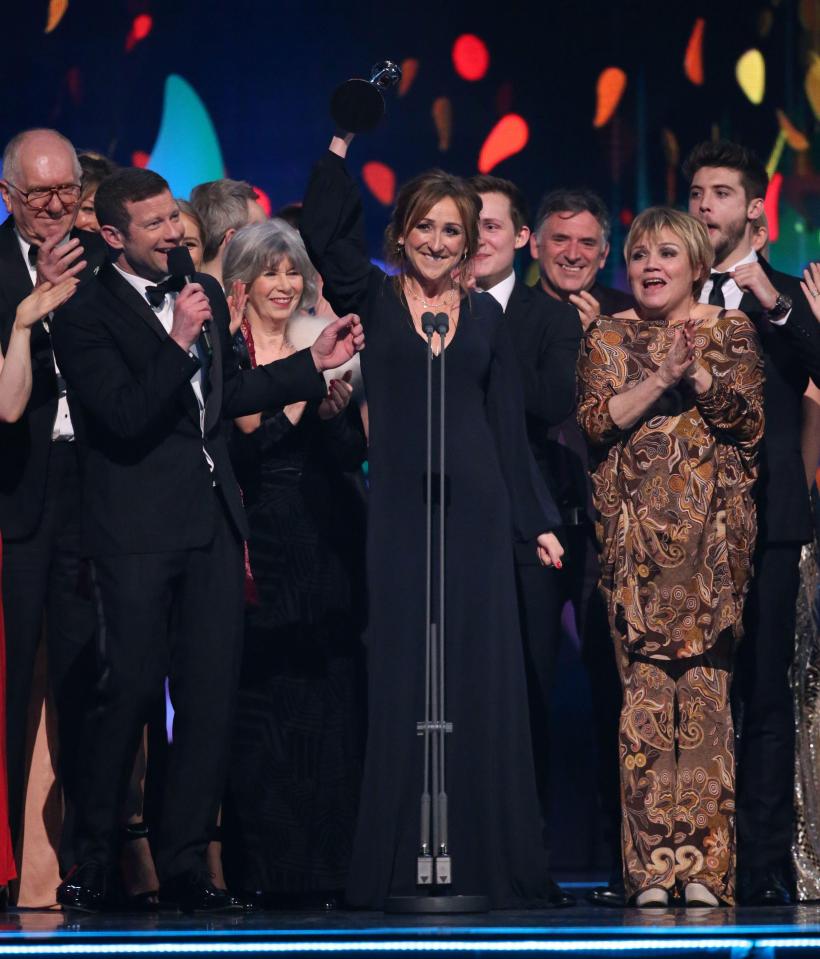  The cast celebrated their win on stage