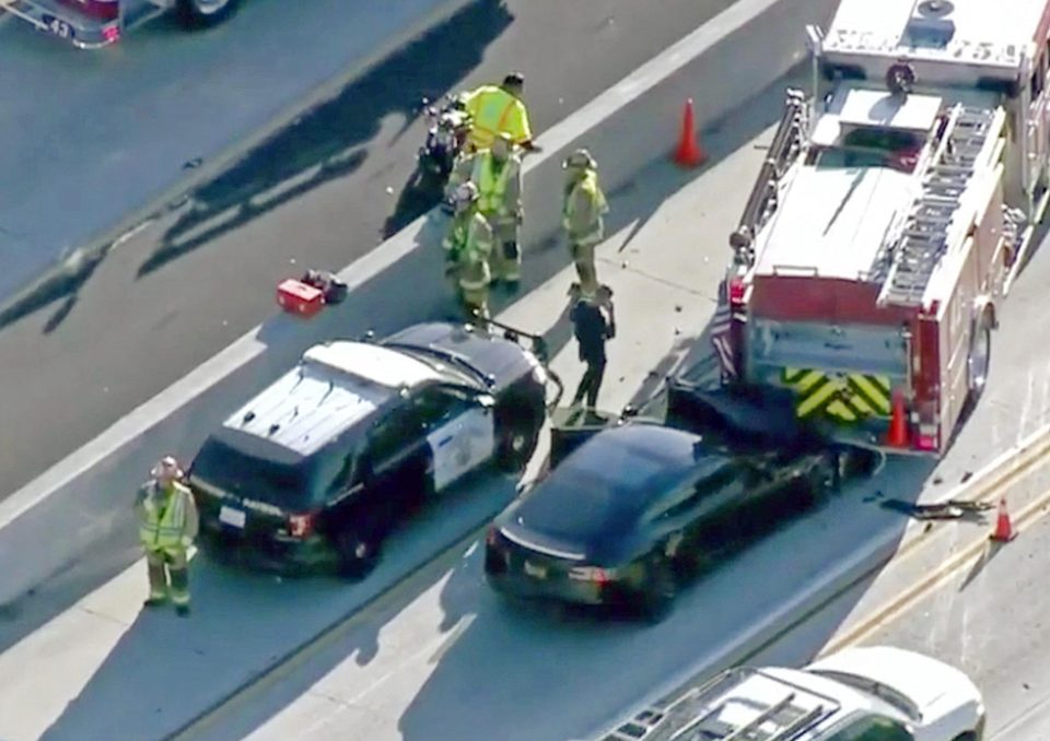  A Tesla Model S ran into the back of a Californian fire engine on Monday while in a self-driving mode