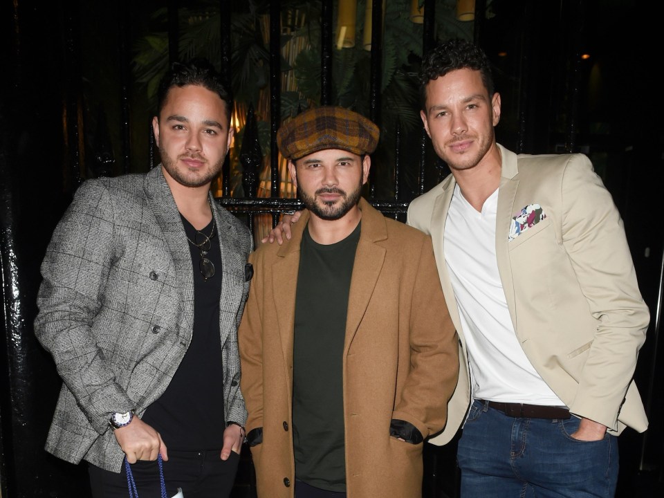 Ryan, centre, had been on a night out with his brothers, Adam, left, and Love Island star Scott, right