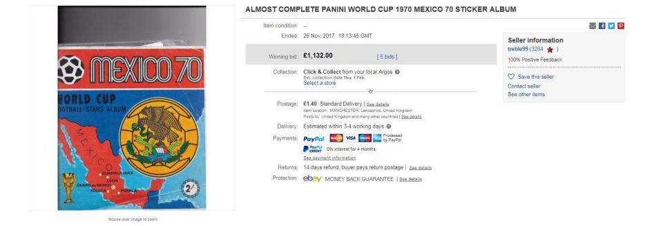 Even an incomplete sticker album can go for more than £1,000