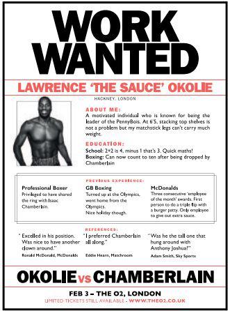 Lawrence Okolie had his CV mocked-up by his rival Isaac Chamberlain