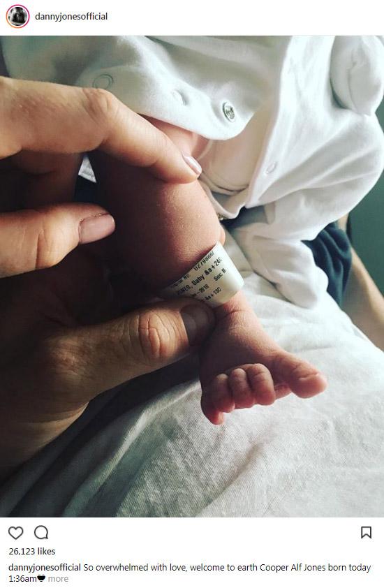  Danny Jones shared an adorable snap of their new baby son's foot on Instagram today