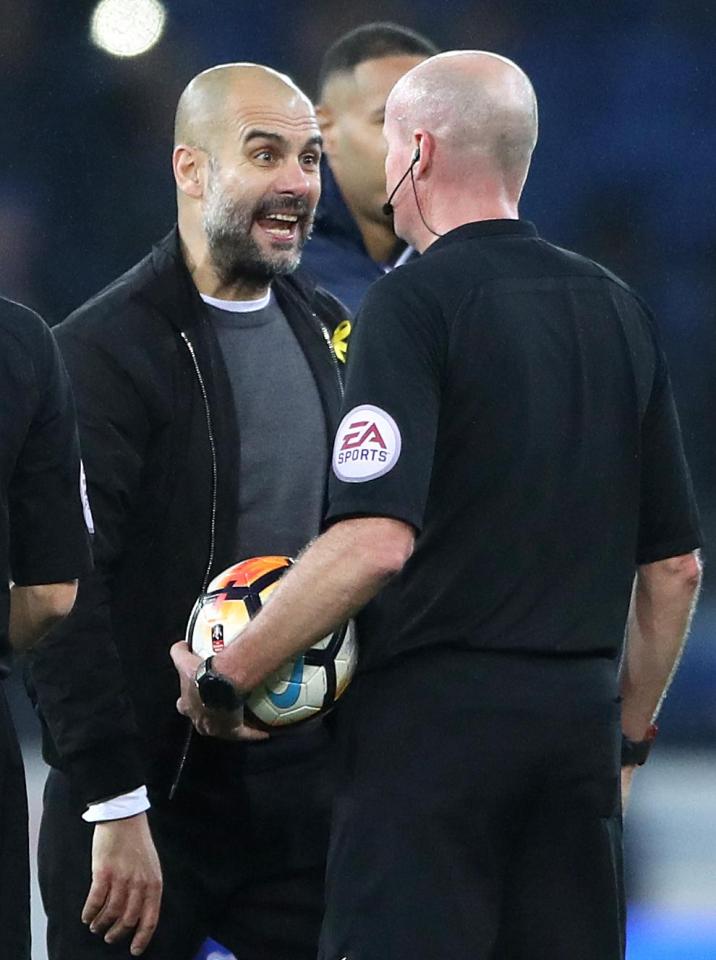  Pep Guardiola marched on to the pitch to confront Lee Mason