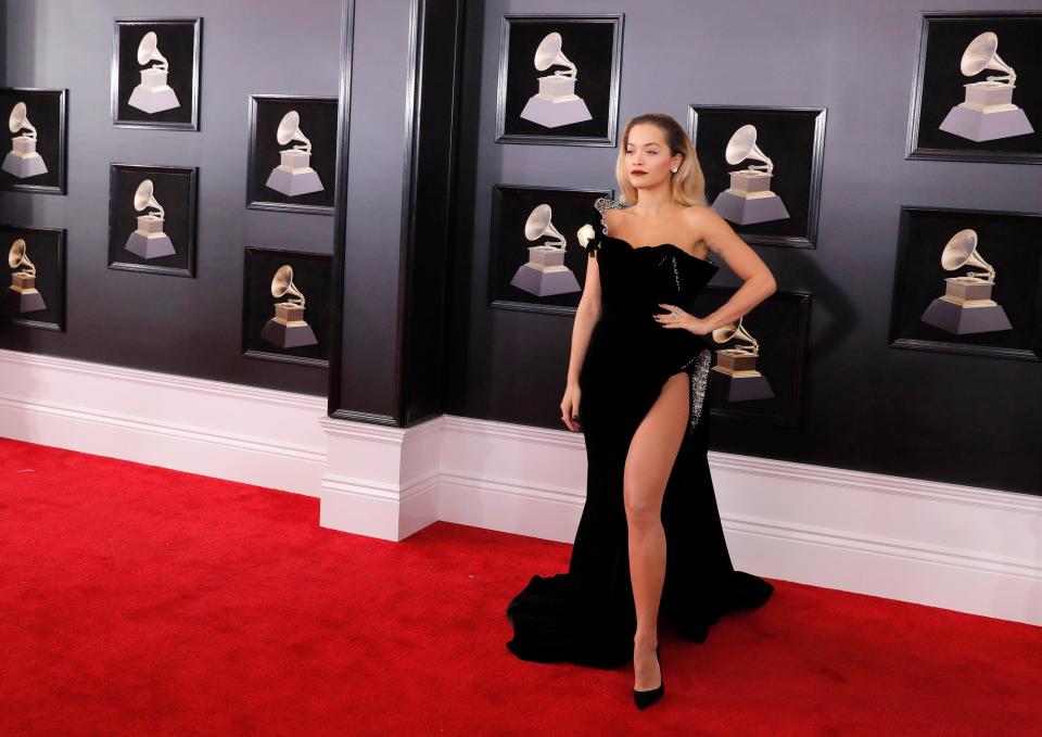  The star stomped the red carpet at the 60th Grammy awards