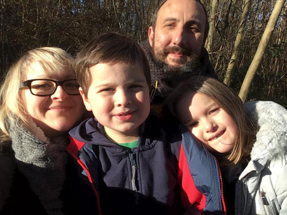  Lucy, pictured with her husband Matt and kids