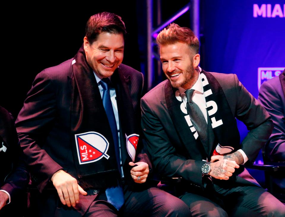  Beckham with joint-owner Marcelo Claure at the event in the South Florida city