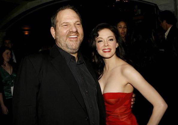 McGowan, pictured with shamed movie mogul Harvey Weinstein, and her parents fled when the cult started advocating sexual relationships between adults and children