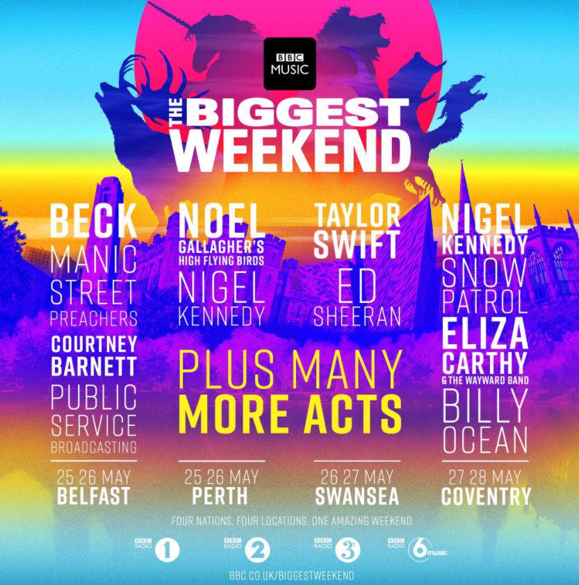  The line up for the Biggest Weekend