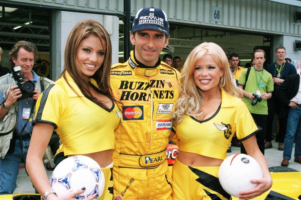  Melinda Messenger teams up with Katie Price at a British Grand Prix practice