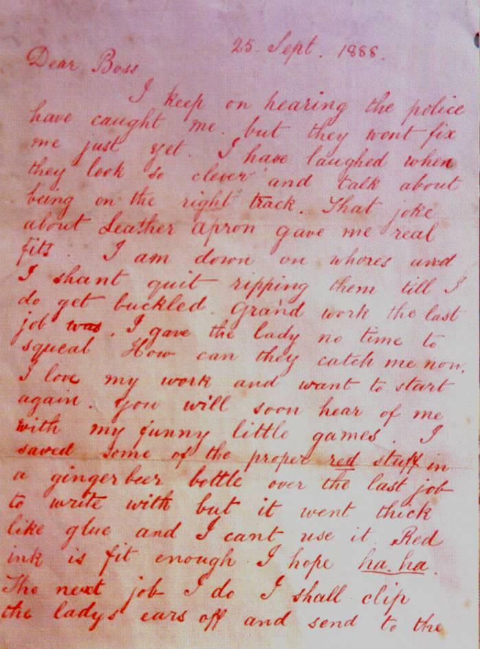  Jack the Ripper's 'Dear Boss' letter