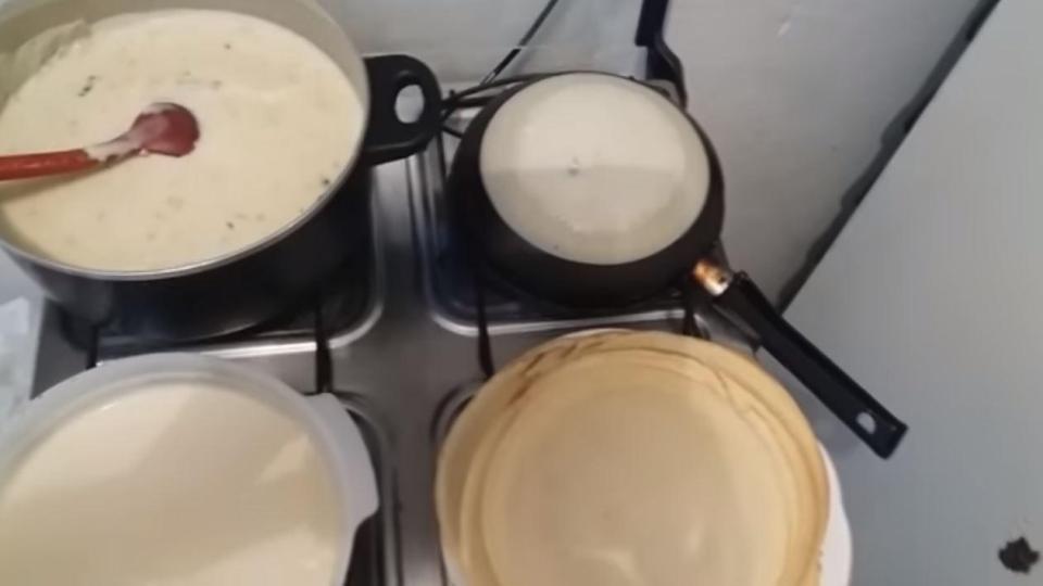  The pancake then cooks evenly on the stove (Credit: ViralHog)