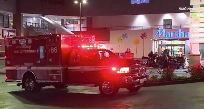  Emergency services at the scene of the 2am crash in Studio City, California