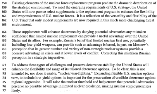  The report makes the case for a new arsenal of more usable 'low yield' nukes