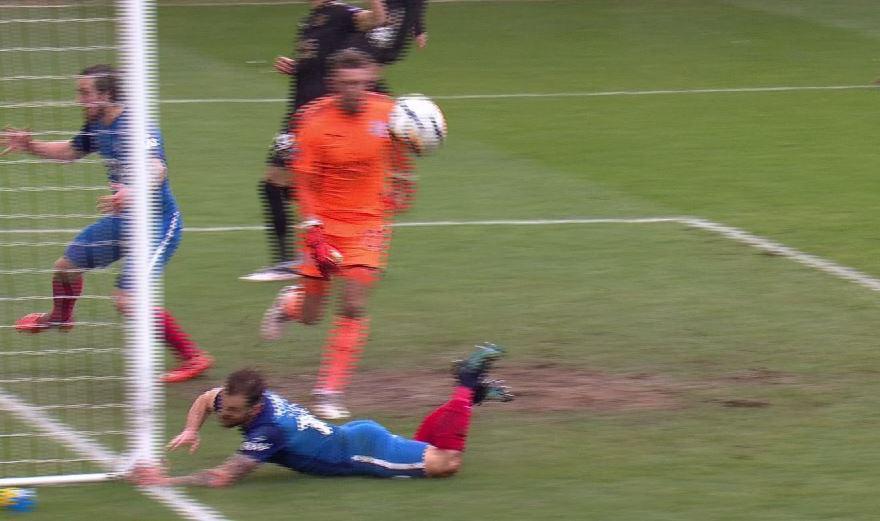  Lloyd had dived full-tilt into the box as he attempted to get on the end of a cross