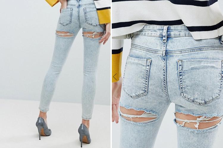  These cheeky £30 jeans from Asos feature a huge tear just below the bum - you wouldn't want to sit down too quickly...