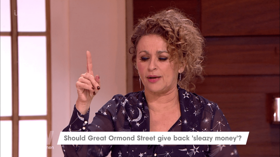  Nadia Sawalha revealed on Loose Women that she had been asked by a boss to wear "no bra" while working as a waitress