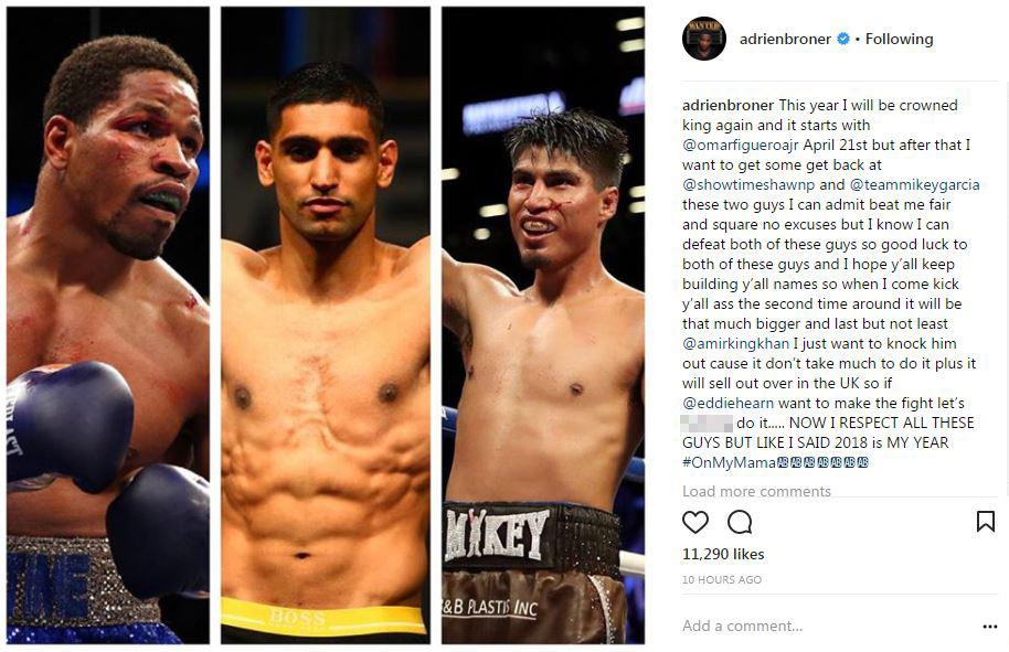 Adrien Broner has his eyes on three top fighters