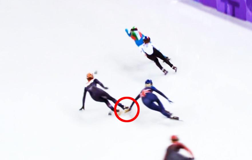  Replays showed Dutchwoman Yara van Kerkhof made contact with Elise Christie's balancing hand as she attempted to head into the straight