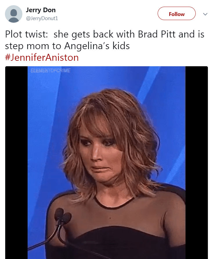  Fans shared lots of memes on Twitter as they speculated that Jen and Brad could get back together