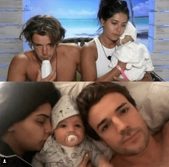  Nathan Massey and Cara De La Hoyde with their real and fake baby