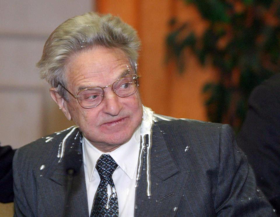  Mr Soros in 2004, after a demonstrator covered him in glue