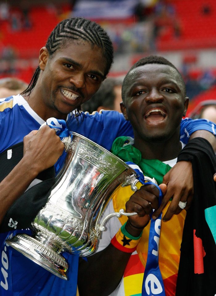  Muntari, right, won the FA Cup with Portsmouth in 2008