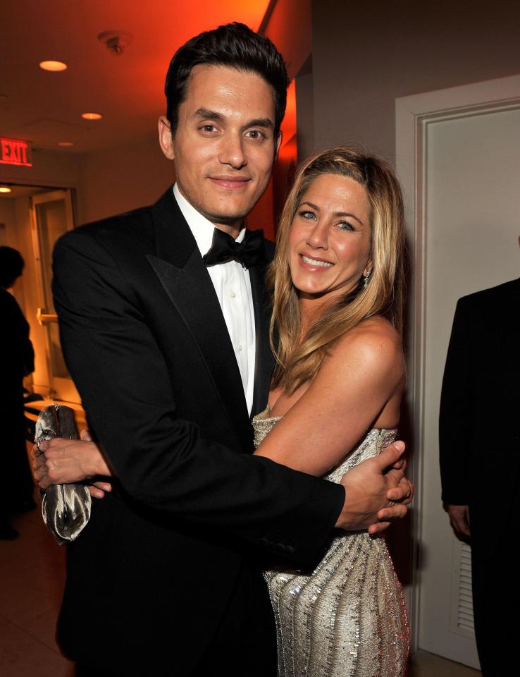  Jen had an on-off relationship with musician John Mayer, pictured together here at the vanity Fair Oscar Party in 2009