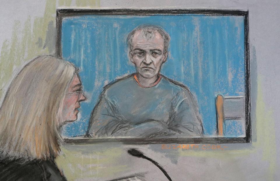  Court artist sketch by Elizabeth Cook of former football coach Barry Bennell